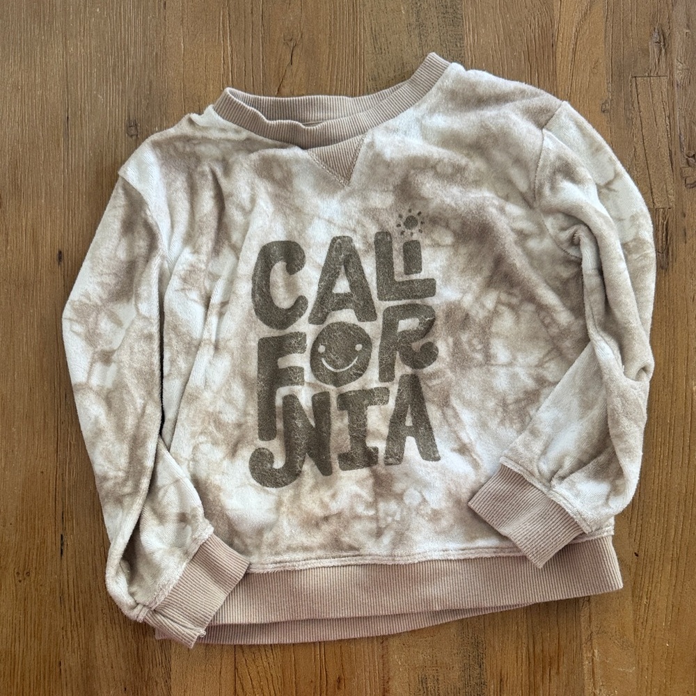 California Graphic Tie-Dye Pullover Sweatshirt - Beige Taupe